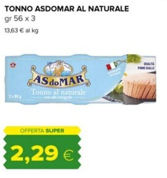 Tigre TONNO ASDOMAR AL NATURALE gr 56 x 3 offerta