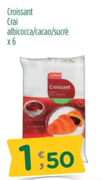Croissant Crai albicocca/cacao/sucrè x 6