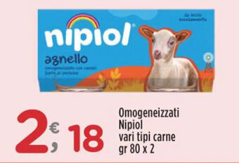 Crai Omogeneizzati Nipiol vari tipi carne gr 80 x 2 offerta