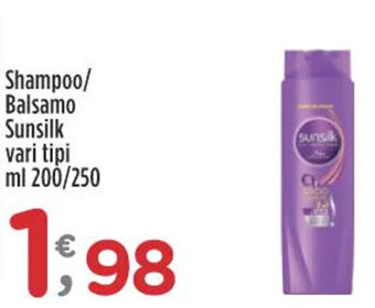 Crai Shampoo/ Balsamo Sunsilk vari tipi ml 200/250 offerta