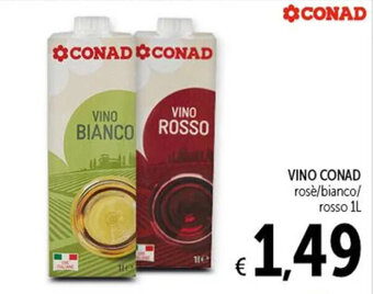 Spazio Conad VINO CONAD rose/bianco/ rosso 1L offerta