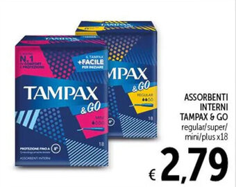 Spazio Conad ASSORBENTI INTERNI TAMPAX & GO regular/super/ mini/plus x18 offerta