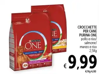 Spazio Conad CROCCHETTE PER CANE PURINA ONE pollo e riso/ salmone/ manzo e riso 2,5kg offerta