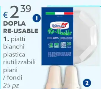 Acqua & Sapone DOPLA RE-USABLE 1. piatti bianchi plastica riutilizzabili piani /fondi 25 pz offerta