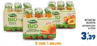Spazio Conad NETTARE BIO VALFRUTTA pera/pesca/ace 6x125ml offerta
