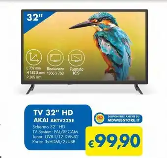 MD Discount Akai tv 32'' hd aktv325e offerta