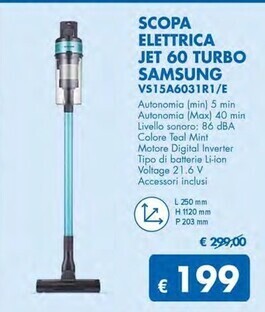 Samsung scopa elettrica jet 60 turbo vs15a6031r1/e