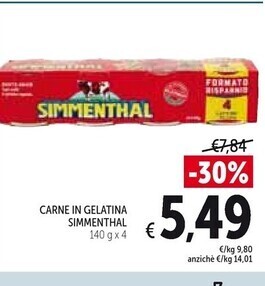 Spazio Conad Simmenthal carne in gelatina offerta