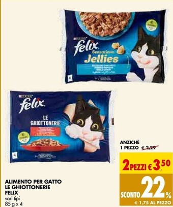 Tigros Purina alimento per gatto le ghiottonerie felix offerta