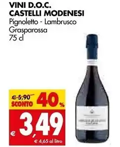 Tigros Castelli modenesi vini doc pignoletto offerta