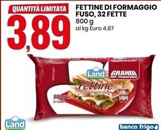 Eurospin Land fettine di formaggio fuso, 32 fette offerta