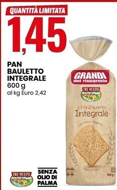 Eurospin Tre mulini pan bauletto integrale offerta