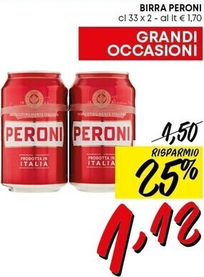 Pam Peroni birra offerta