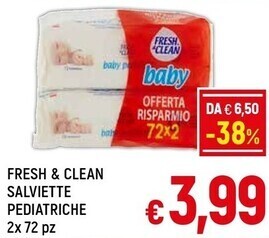 A&O Fresh & clean salviette pediatriche 2x 72 pz offerta