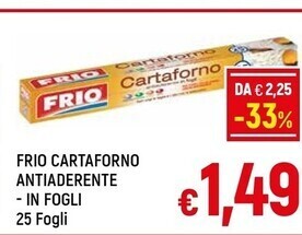 A&O Frio cartaforno antiaderente - in fogli 25 fogli offerta