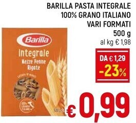 A&O Barilla pasta integrale 100 % grano italiano vari formati 500 g offerta