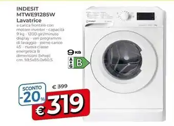 A&O Indesit mtwe91285w lavatrice offerta