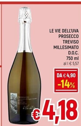 A&O Le vie dell'uva prosecco treviso millesimato doc offerta