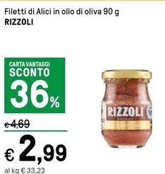 Iper La Grande Rizzoli filetti di alici in olio di oliva offerta