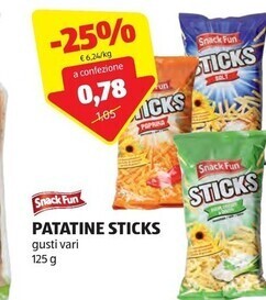 ALDI Snack fun patatine sticks offerta