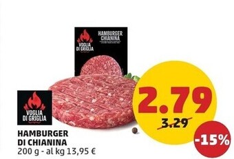 PENNY Voglia di griglia hamburger di chianina offerta