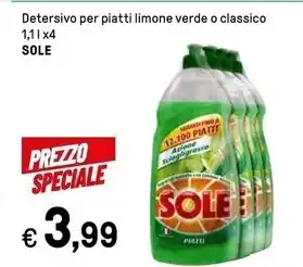 Iper La Grande Sole detersivo per piatti limone verde o classico offerta