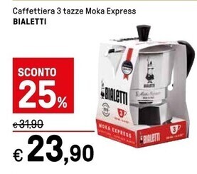 Iper La Grande Bialetti caffettiera 3 tazze moka express offerta