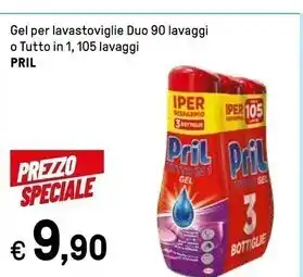 Iper La Grande Pril gel per lavastoviglie duo 90 lavaggi offerta