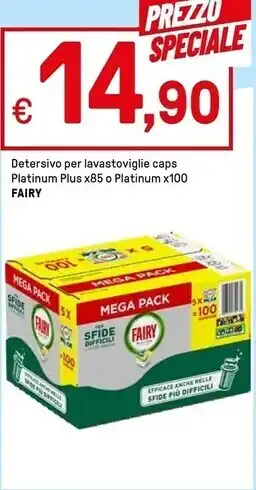 Iper La Grande Fairy detersivo per lavastoviglie caps platinum plus x85 offerta