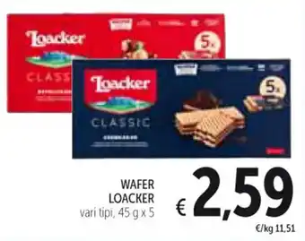 Spazio Conad WAFER LOACKER vari tipi, 45 g x 5 offerta