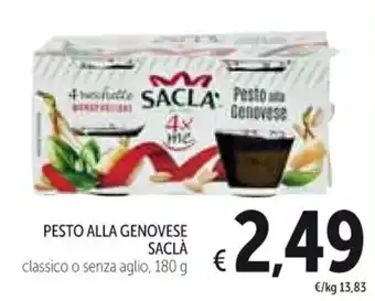 Spazio Conad PESTO ALLA GENOVESE SACLÀ classico o senza aglio, 180 g offerta