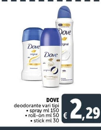 Gourmet Déco Dove deodorante vari tipi spray offerta