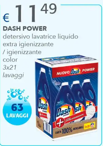 DASH POWER detersivo lavatrice liquido extra igienizzante / igienizzante color 3x21 lavaggi