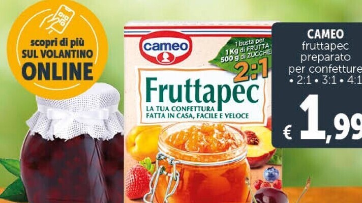 Gourmet Déco Cameo fruttapec preparato per confetture offerta