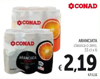 Spazio Conad ARANCIATA classica o zero, 33 cl x 6 offerta