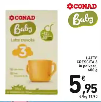 Spazio Conad LATTE CRESCITA 3 in polvere, 600 g offerta