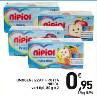 Spazio Conad OMOGENEIZZATI FRUTTA NIPIOL vari tipi, 80 g x 2 offerta