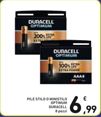 PILE STILO O MINISTILO OPTIMUM DURACELL 8 pezzi