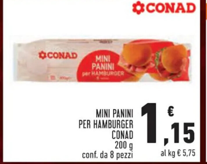 Conad MINI PANINI PER HAMBURGER CONAD 200 g offerta