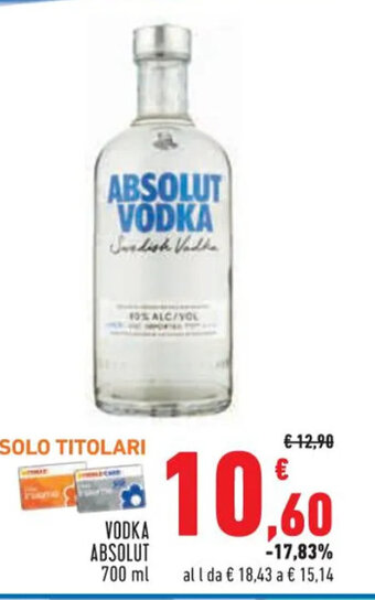 Conad VODKA ABSOLUT 700 ml offerta