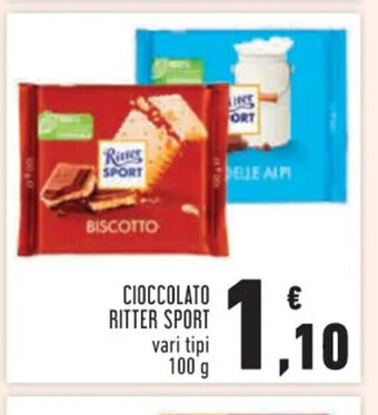 Conad CIOCCOLATO RITTER SPORT vari tipi 100 g offerta