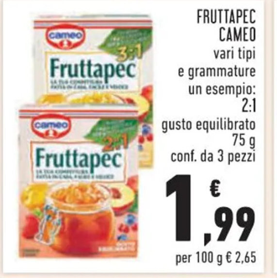Conad FRUTTAPEC CAMEO 75 g conf. da 3 pezzi offerta