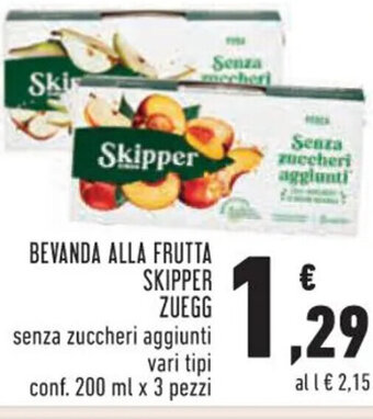 Conad BEVANDA ALLA FRUTTA SKIPPER ZUEGG conf. 200 ml x 3 pezzi offerta