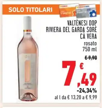 Conad VALTÈNESI DOP RIVIERA DEL GARDA SORÈ CA VERA 750 ml offerta