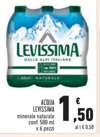 Conad ACQUA LEVISSIMA conf. 500 ml x 6 pezzi offerta