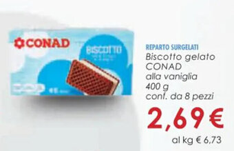 Conad Biscotto gelato CONAD alla vaniglia 400 g conf. da 8 pezzi offerta