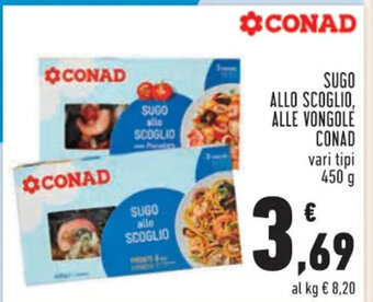 Conad SUGO ALLO SCOGLIO, ALLE VONGOLE CONAD vari tipi 450 g offerta