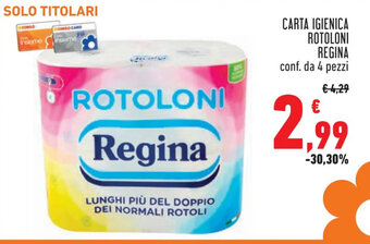 Conad CARTA IGIENICA ROTOLONI REGINA conf. da 4 pezzi offerta