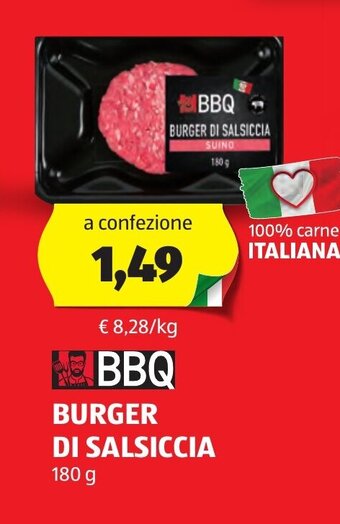 ALDI BBQ BURGER DI SALSICCIA 180 g offerta