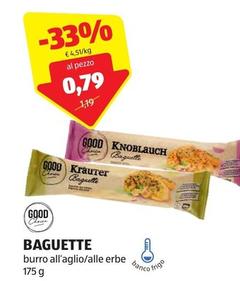 ALDI BAGUETTE burro all'aglio/alle erbe 175 g offerta